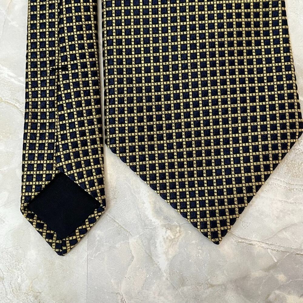 NWT Vintage Brook Brothers Makers Men's Silk Tie Gold Checkered - Picture 2 of 8